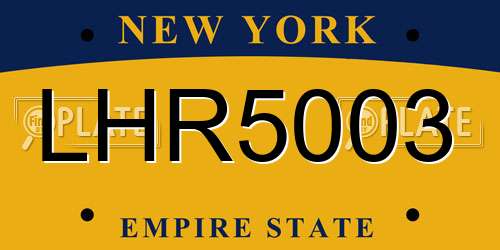 LHR5003 New York License Plate