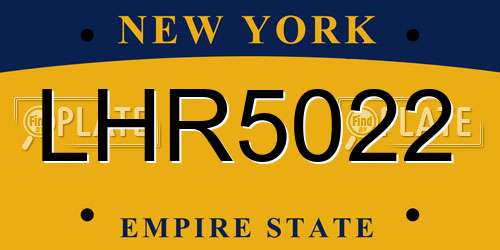 LHR5022 New York License Plate
