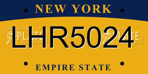 LHR5024 New York License Plate