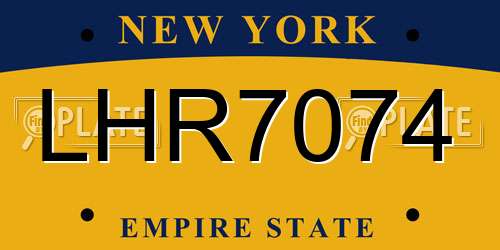LHR7074 New York License Plate