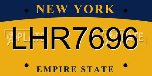 LHR7696 New York License Plate