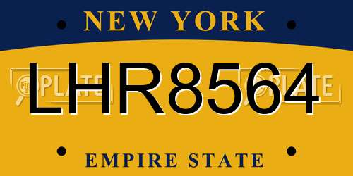 LHR8564 New York License Plate