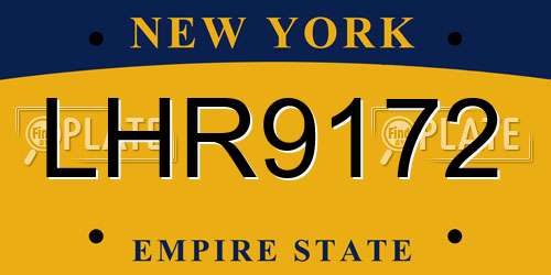 LHR9172 New York License Plate