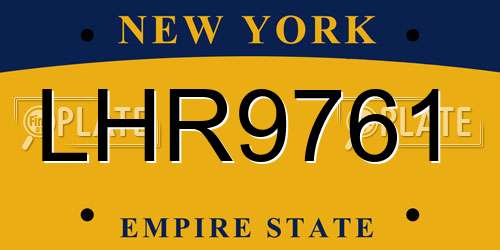 LHR9761 New York License Plate