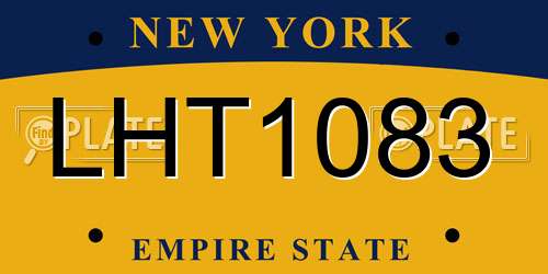 LHT1083 New York License Plate