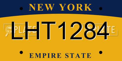 LHT1284 New York License Plate