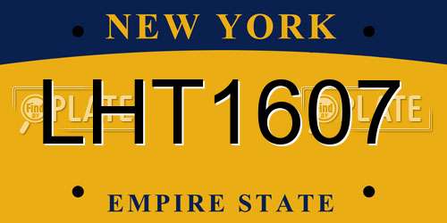 LHT1607 New York License Plate