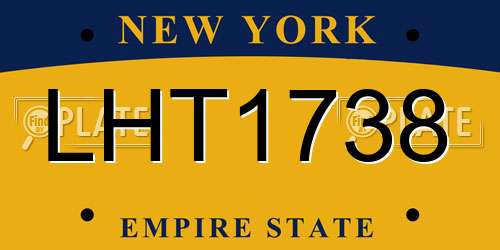 LHT1738 New York License Plate