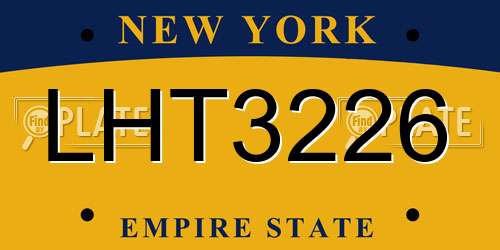 LHT3226 New York License Plate
