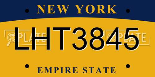 LHT3845 New York License Plate