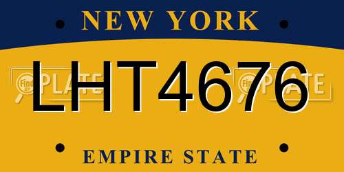 LHT4676 New York License Plate
