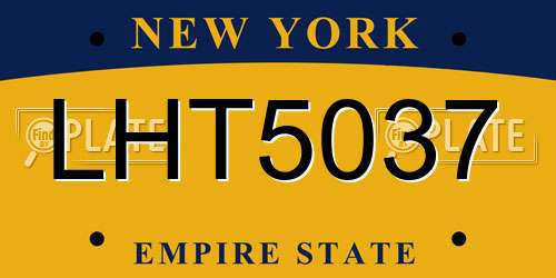 LHT5037 New York License Plate