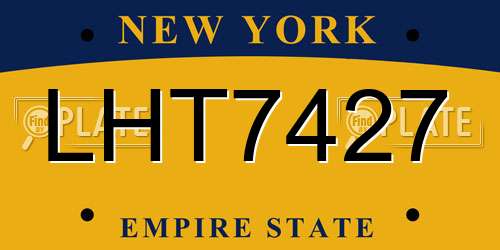 LHT7427 New York License Plate