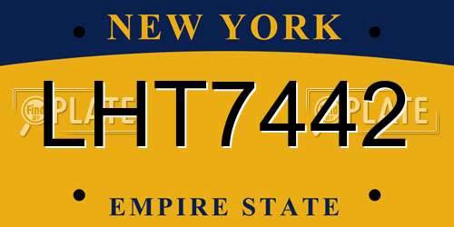 LHT7442 New York License Plate
