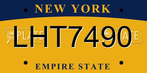 LHT7490 New York License Plate