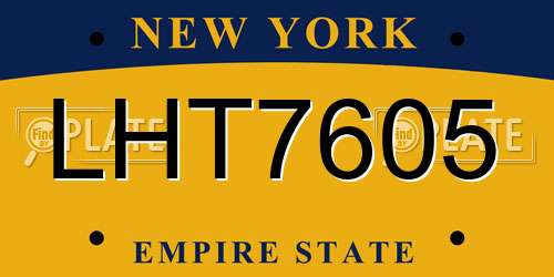 LHT7605 New York License Plate