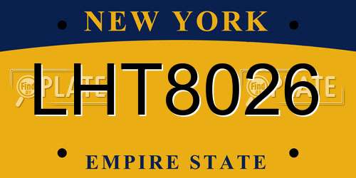 LHT8026 New York License Plate