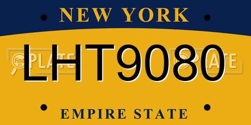 LHT9080 New York License Plate