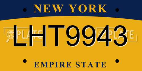 LHT9943 New York License Plate