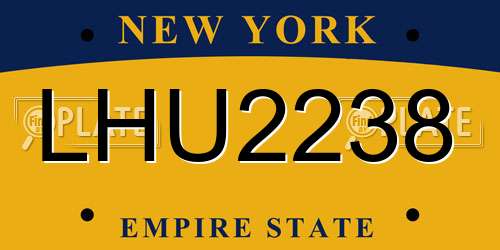 LHU2238 New York License Plate