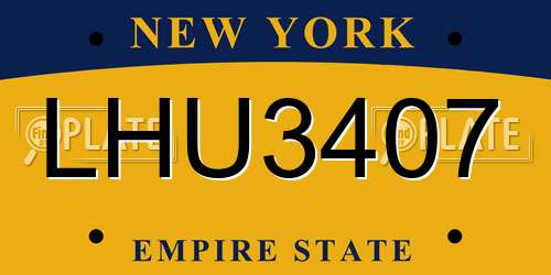 LHU3407 New York License Plate