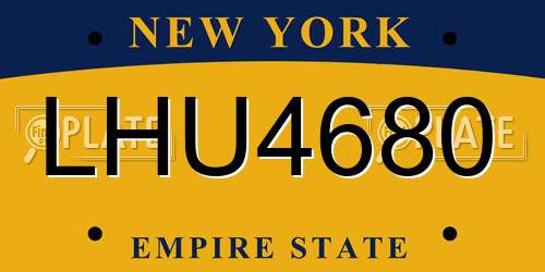 LHU4680 New York License Plate