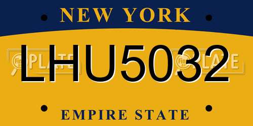 LHU5032 New York License Plate