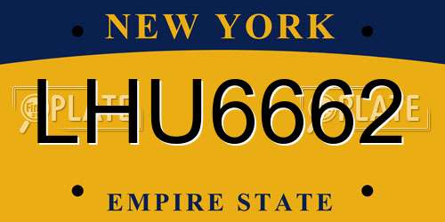 LHU6662 New York License Plate