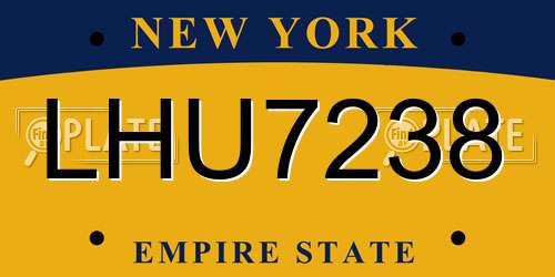 LHU7238 New York License Plate