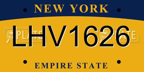 LHV1626 New York License Plate