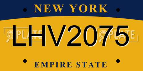 LHV2075 New York License Plate