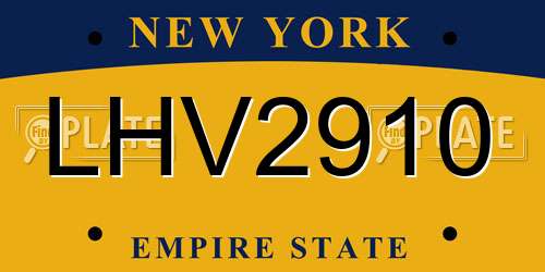 LHV2910 New York License Plate