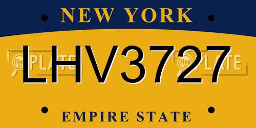 LHV3727 New York License Plate