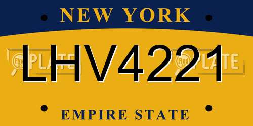 LHV4221 New York License Plate
