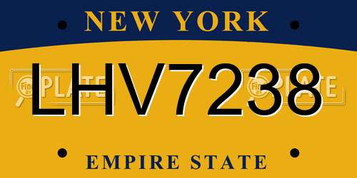 LHV7238 New York License Plate