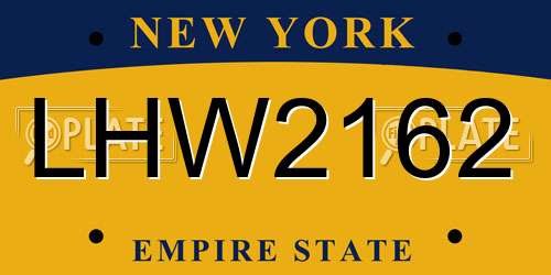 LHW2162 New York License Plate