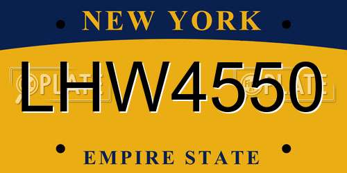 LHW4550 New York License Plate