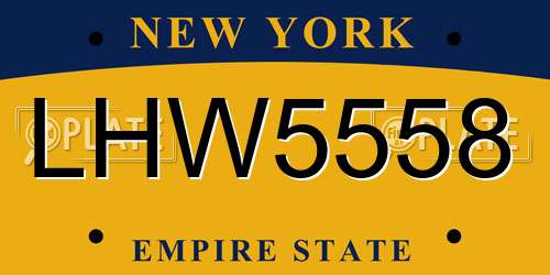 LHW5558 New York License Plate