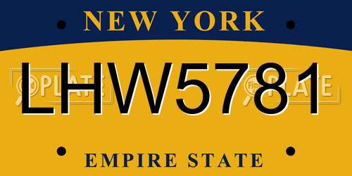 LHW5781 New York License Plate