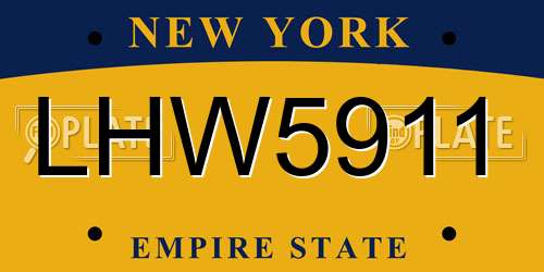 LHW5911 New York License Plate