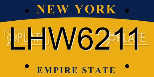 LHW6211 New York License Plate