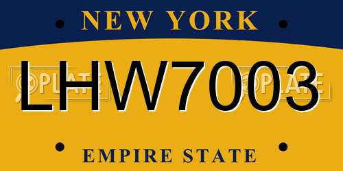 LHW7003 New York License Plate