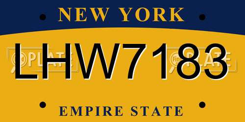 LHW7183 New York License Plate