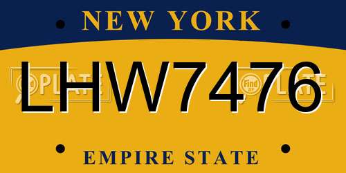 LHW7476 New York License Plate