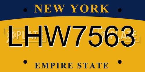 LHW7563 New York License Plate