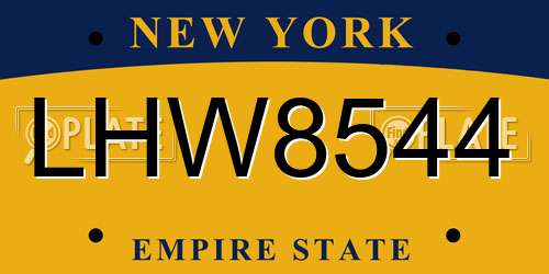 LHW8544 New York License Plate