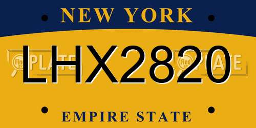 LHX2820 New York License Plate