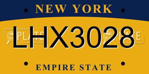 LHX3028 New York License Plate