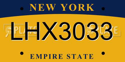 LHX3033 New York License Plate