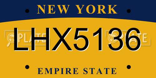 LHX5136 New York License Plate
